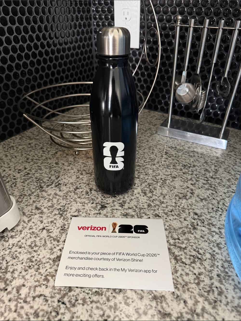 FIFA Black Stainless Steel Insulated Water Bottle